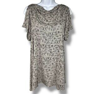 Ashish + Soni Gray Yoga Poses Print Top Yogi Tunic Flowy